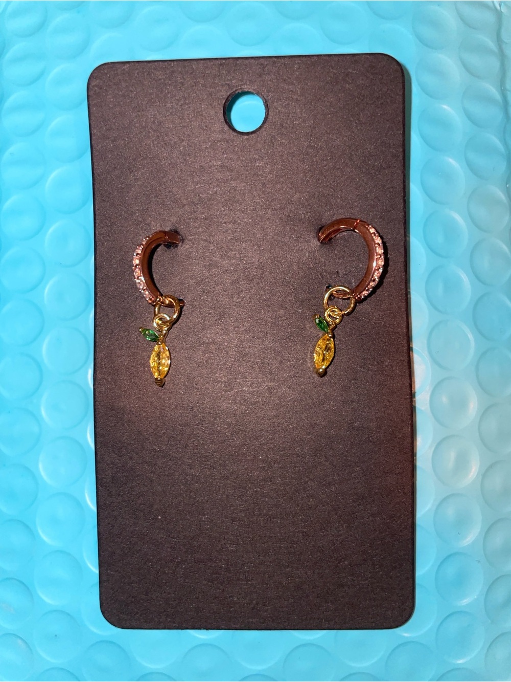 Lemon Rose Gold Diamond Huggie Earrings - Lemon Drops